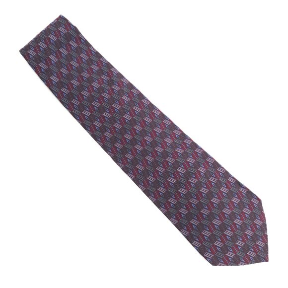 Geoffrey Beene Men Necktie 100% Silk Geometric Color Red Blue Size 58x4 - NWOT - Picture 1 of 5